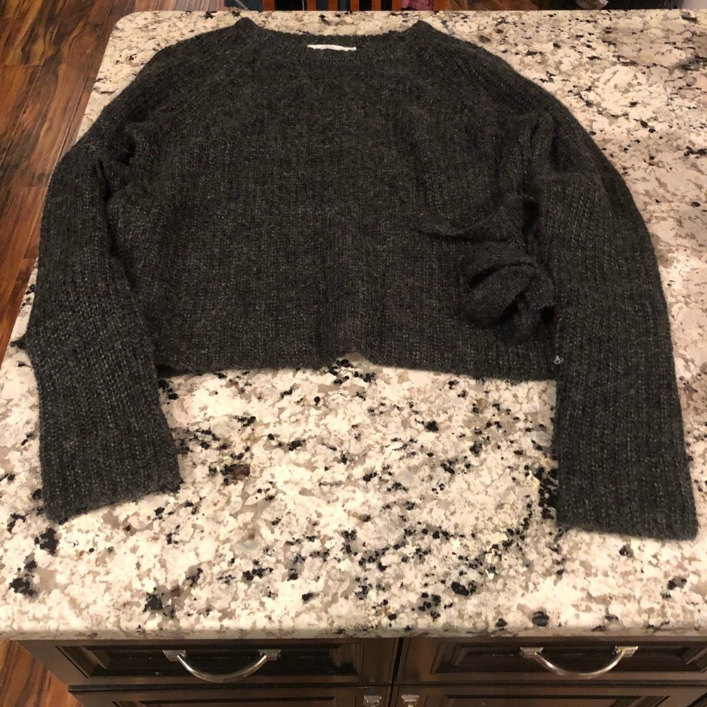 ASTR The Label Lexie Side Tie Sweater Wool Blend Graphite Gray S - Picture 2 of 8
